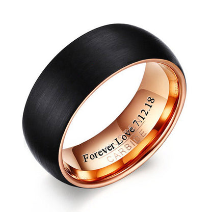 Personalized Mens Promise Ring Polished Titanium 8mm Black and Gold