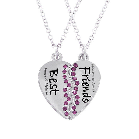 Engraved Bff Best Friends Heart Necklaces Gift