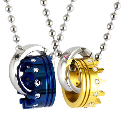 Beautiful Crown Couples Pendants Jewelry Set for 2