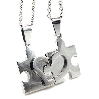 Puzzle Piece Relationship Engraved Necklaces Set for two