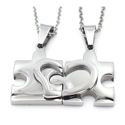 Puzzle Piece Relationship Engraved Necklaces Set for two