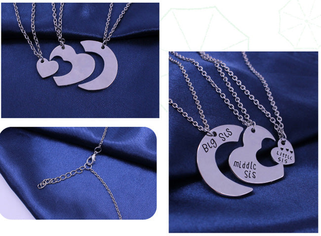 3 Piece Sisters Matching Necklaces Christmas Gift