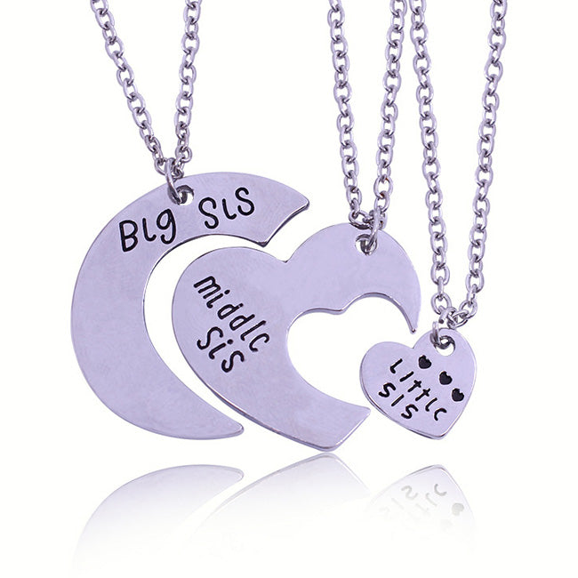 3 Piece Sisters Matching Necklaces Christmas Gift