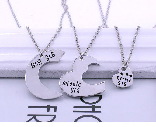 3 Piece Sisters Matching Necklaces Christmas Gift