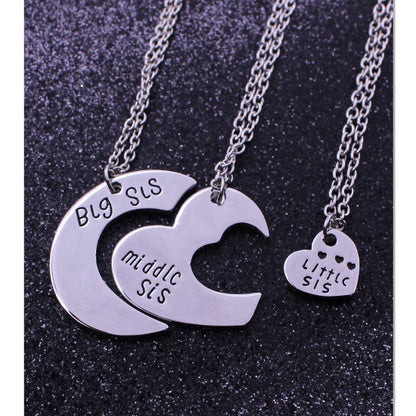 3 Piece Sisters Matching Necklaces Christmas Gift