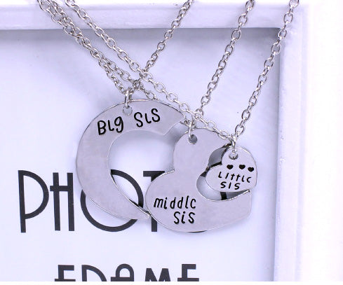 3 Piece Sisters Matching Necklaces Christmas Gift