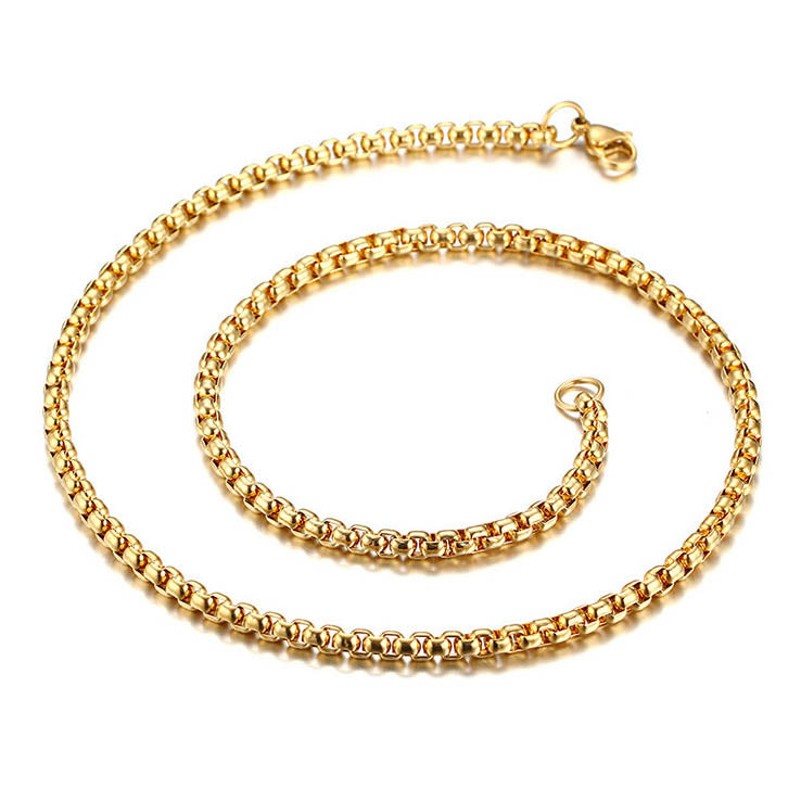 Rolo Belcher Chain for Men Gold Plated Stainless Steel