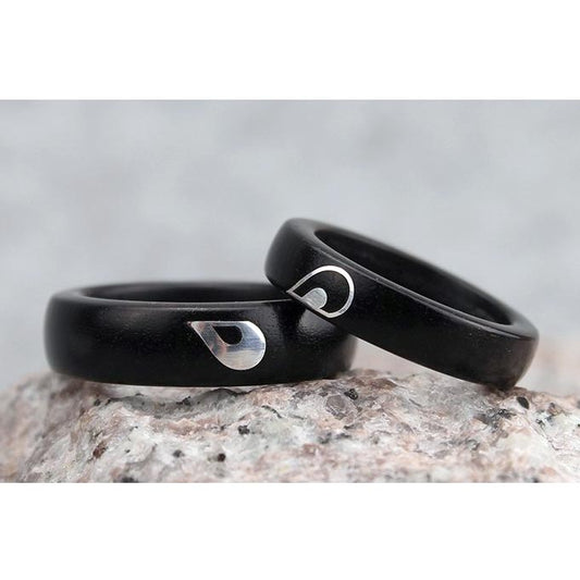 Half Heart Wooden Couple Wedding Bands