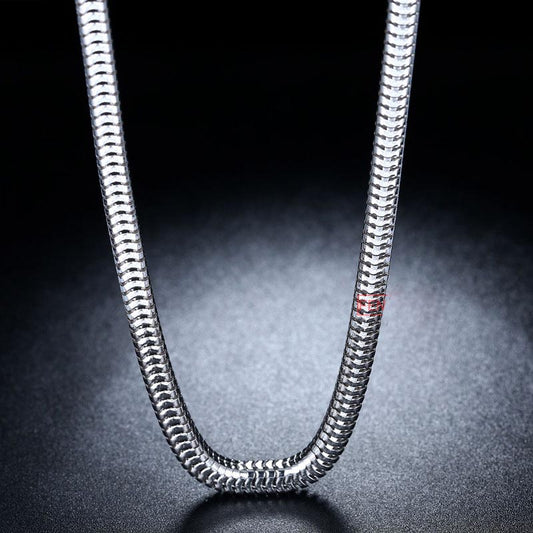 Mens Brazilian Snake Chain White Gold Plated Sterling Silver