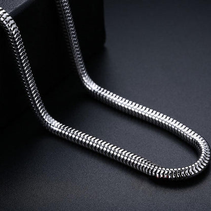 Mens Brazilian Snake Chain White Gold Plated Sterling Silver