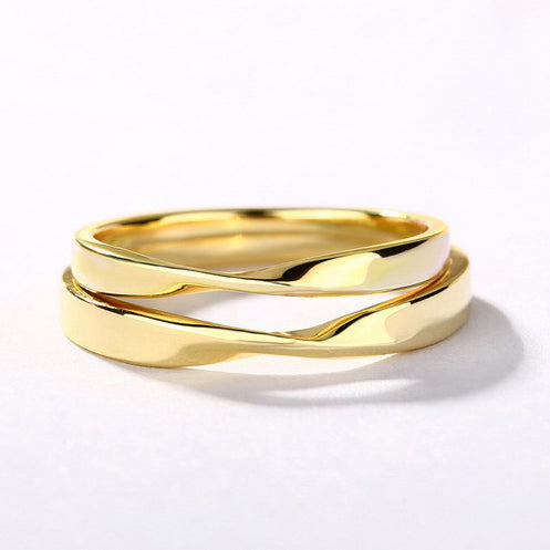 Engraved Matching Couple Wedding Rings Gold Plated Silver