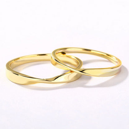 Engraved Matching Couple Wedding Rings Gold Plated Silver