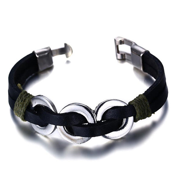 Engraved Leather Bracelet Gift for Boyfriend Stainless Steel