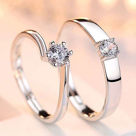 Sterling Silver Couples Engagement Rings Set
