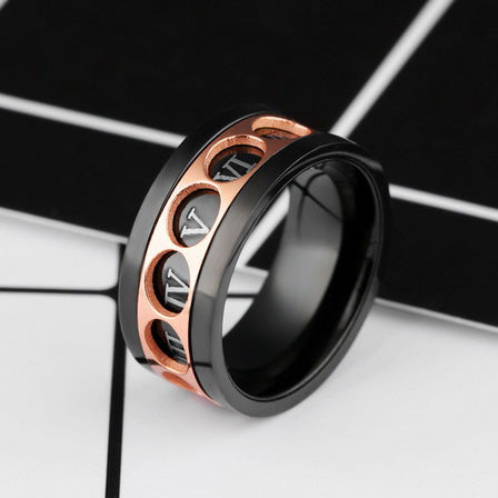 Two-Tone Roman Numeral Spinner Ring for Men (Engravable)