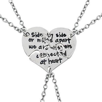 3 Piece Sisters Matching Necklaces Valentines Gift