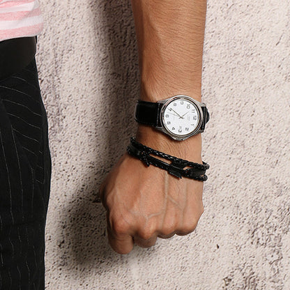 Personalized Guys Wrap Bracelet Black
