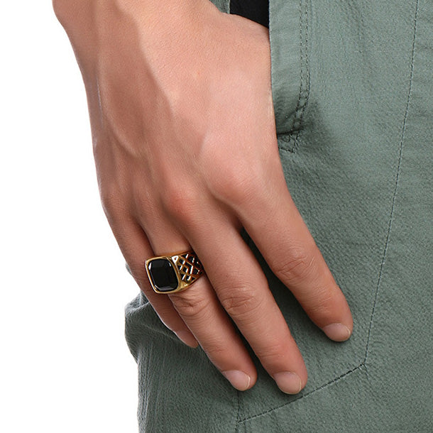 Titanium Ring for Men with Custom Name Engraved - 17.5mm