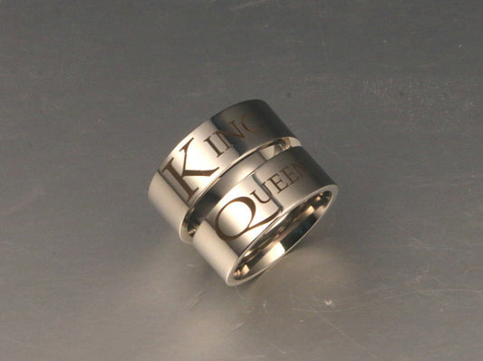 King Queen Couple Rings Set Gift for Two