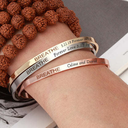 Engraved Inspirational Women Cuff Bracelet Gift