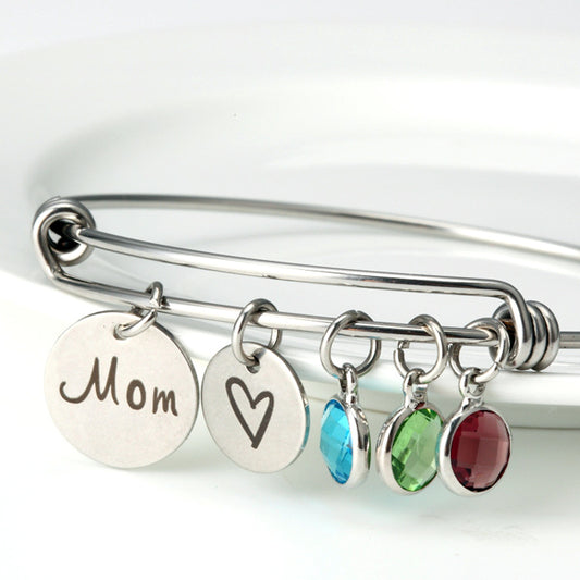 Birthstone Charm Bracelet Birthday Gift for Mom