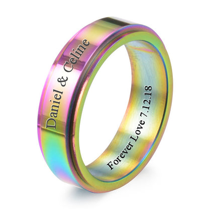 Personalized Mens Spinner Fidget Promise Ring 8mm