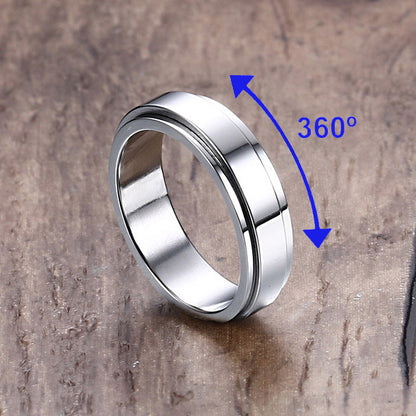 Engraved Mens Fidget Spinner Ring Titanium 6mm