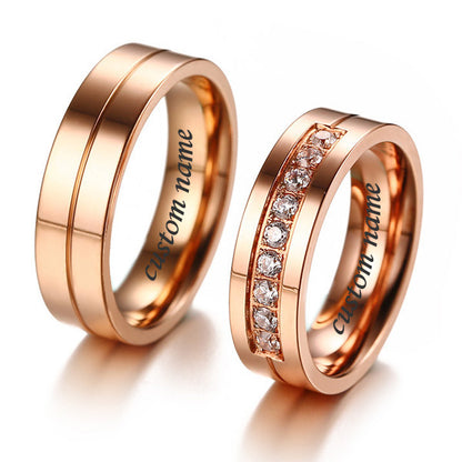 Custom Name Matching Wedding Rings for Men and Women