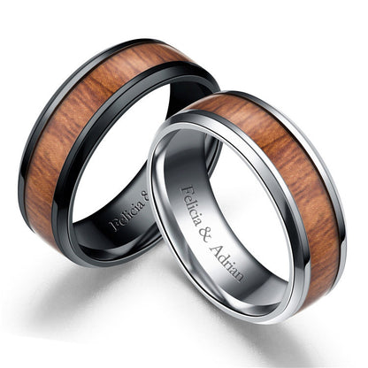 Very Unique Wood Titanium Soulmate Rings with Engraving