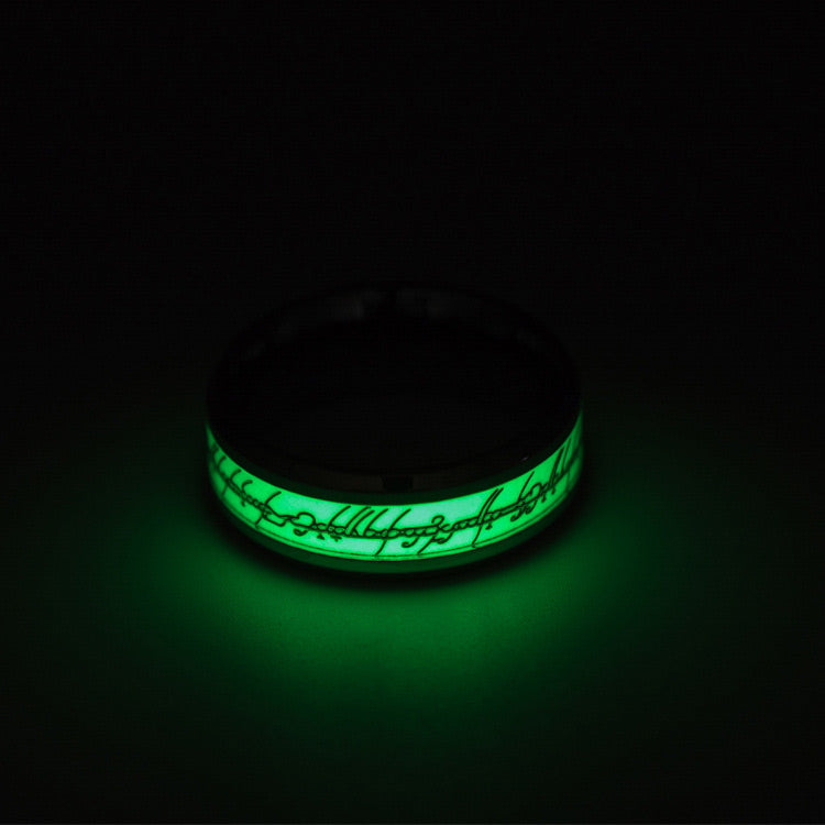 Night Glowing Mens Ring with Engraving