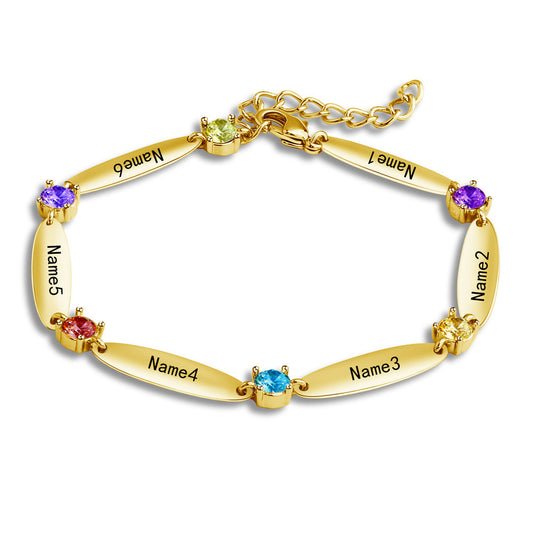 Family Name Birthstone Bracelet Gift for Mom