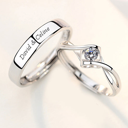 Matching His and Hers CZ Rings Set - Solid Sterling Silver