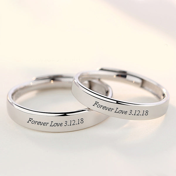 Wedding Bands Set for Him and Her with Custom Engraving