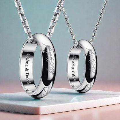 Engraved Lord of the Rings Style Necklaces Set for two