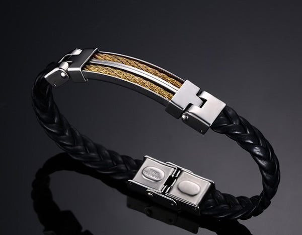 Engraved Mens Bracelet Stainless Steel Black