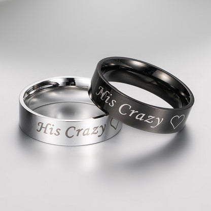 Custom His Crazy Her Weirdo Promise Rings Set for Couple