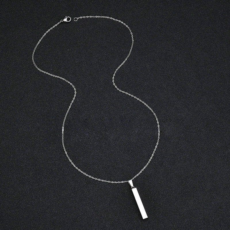 Engraved Bar Couple Promise Necklaces Set