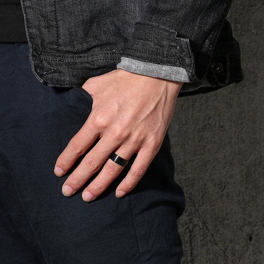 Custom Matte Ring for Men Black Titanium