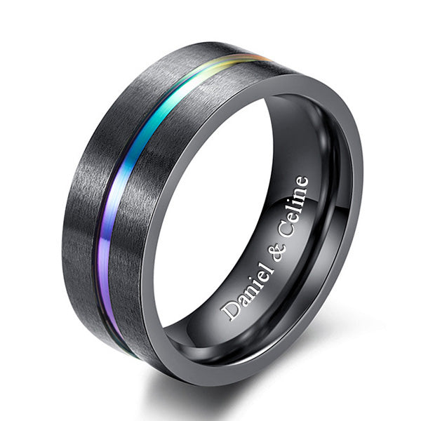 Custom Name Mens Wedding Ring 8mm Titanium