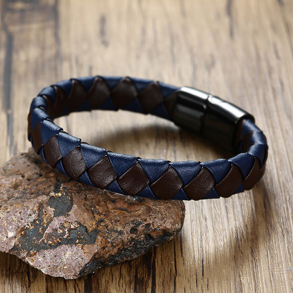 Personalized Braided Leather Wrap Bracelet for Men