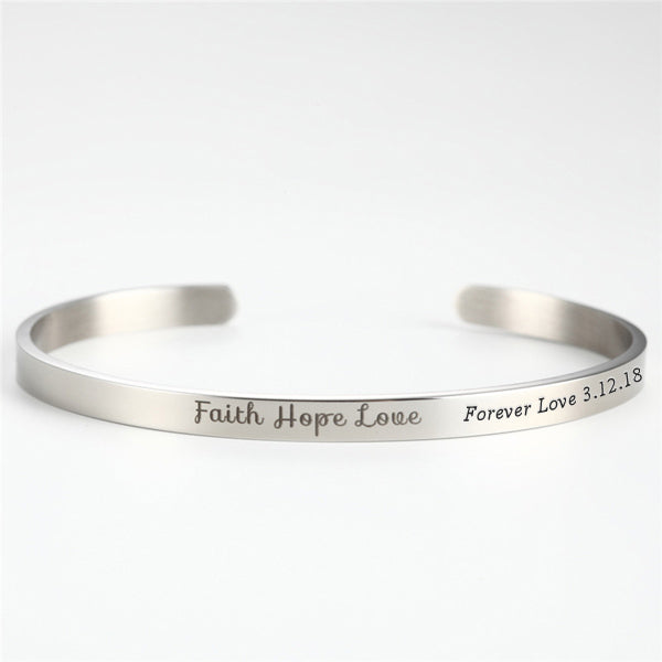 Customized Faith Hope Love Cuff Bracelet for Her