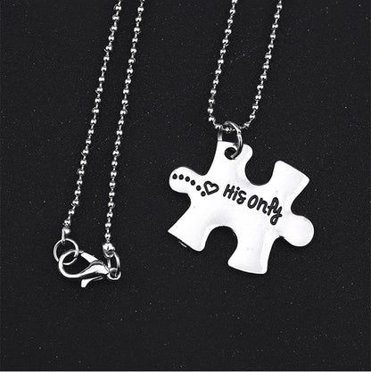Her One His Only Puzzle Piece Couple Necklaces Christmas Gift