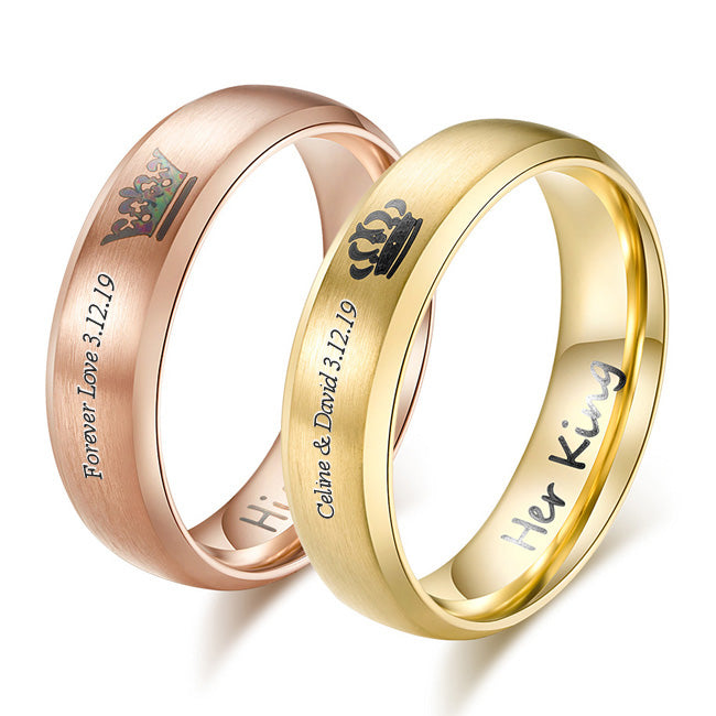 King and Queen Promise Rings Gift for Couples