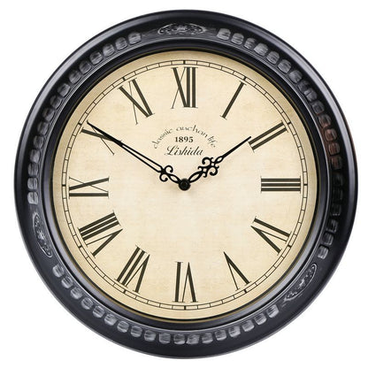 Vintage Silent Wall Clock – 15" Roman/Arabic (Non-Ticking)