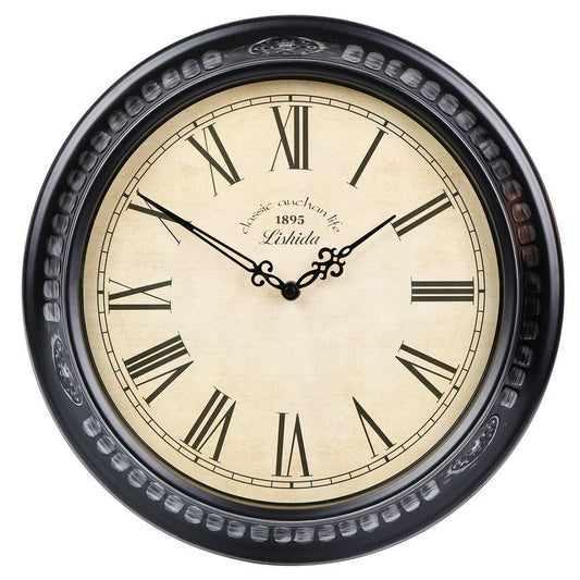 Vintage Silent Wall Clock – 15" Roman/Arabic (Non-Ticking)