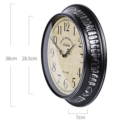 Vintage Silent Wall Clock – 15" Roman/Arabic (Non-Ticking)