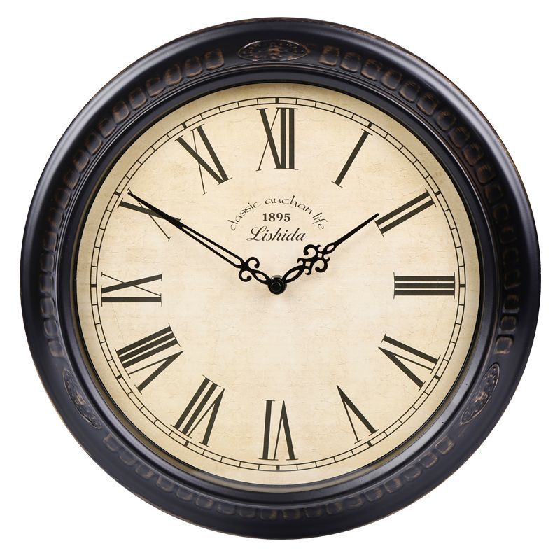 Vintage Silent Wall Clock – 15" Roman/Arabic (Non-Ticking)