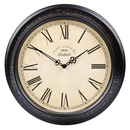 Vintage Silent Wall Clock – 15" Roman/Arabic (Non-Ticking)