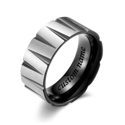 Engraved Brushed Promise Ring for Guys