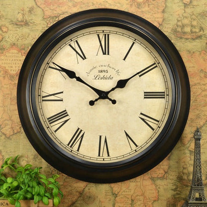 Vintage Silent Wall Clock – 12" Roman/Arabic (Non-Ticking)